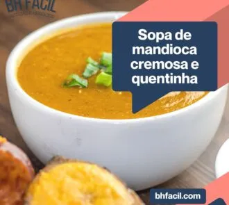 Sopa de mandioca cremosa e quentinha